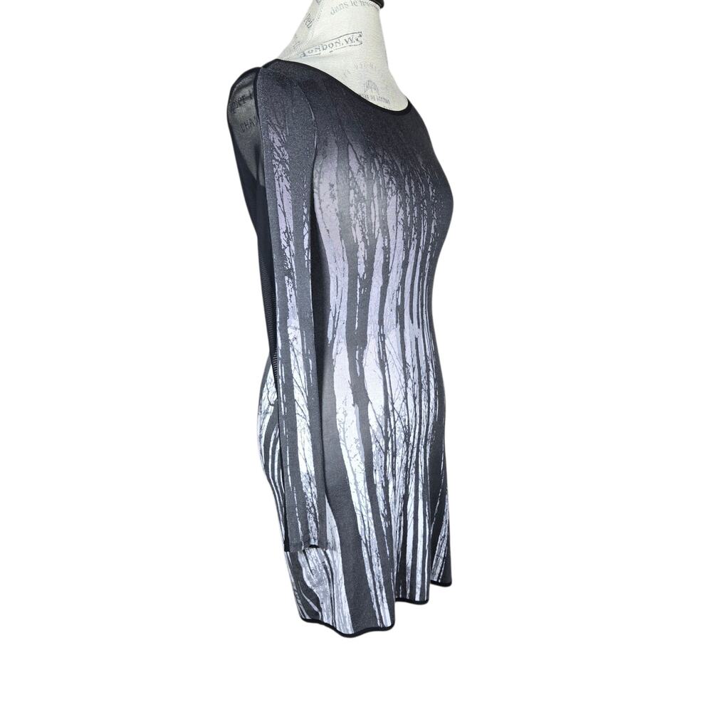 Silence + Noise Dress Womens XS Black Sheer Long Sleeve Moon Forest Print Goth - Picture 6 of 11